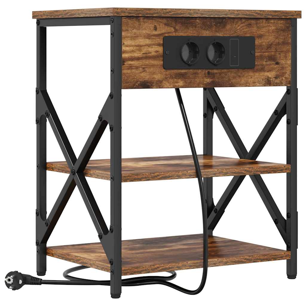 Cabinet de noptiere cu stație de încărcare 2 pcs Stejar afumat GartenMobel Dekor