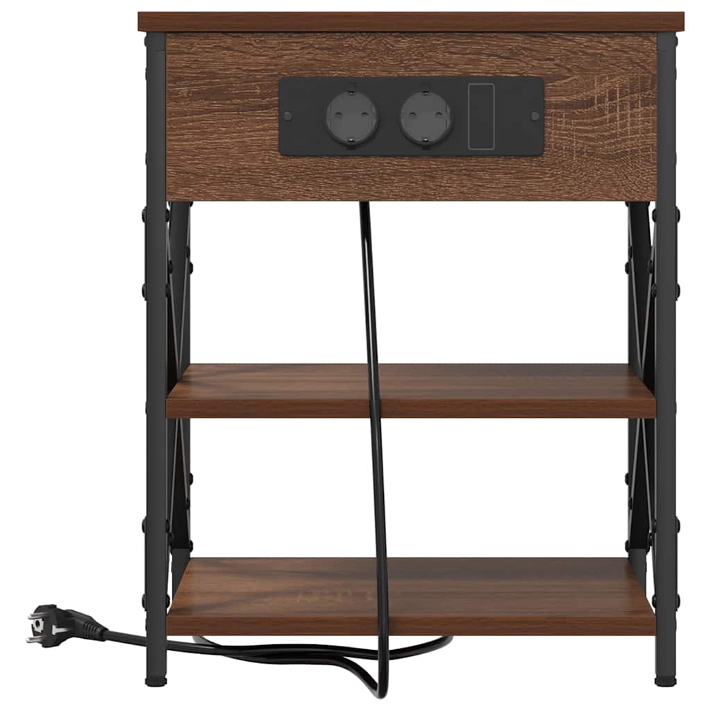 Cabinet de noptiere cu stație de încărcare 2 pcs Stejar brun GartenMobel Dekor