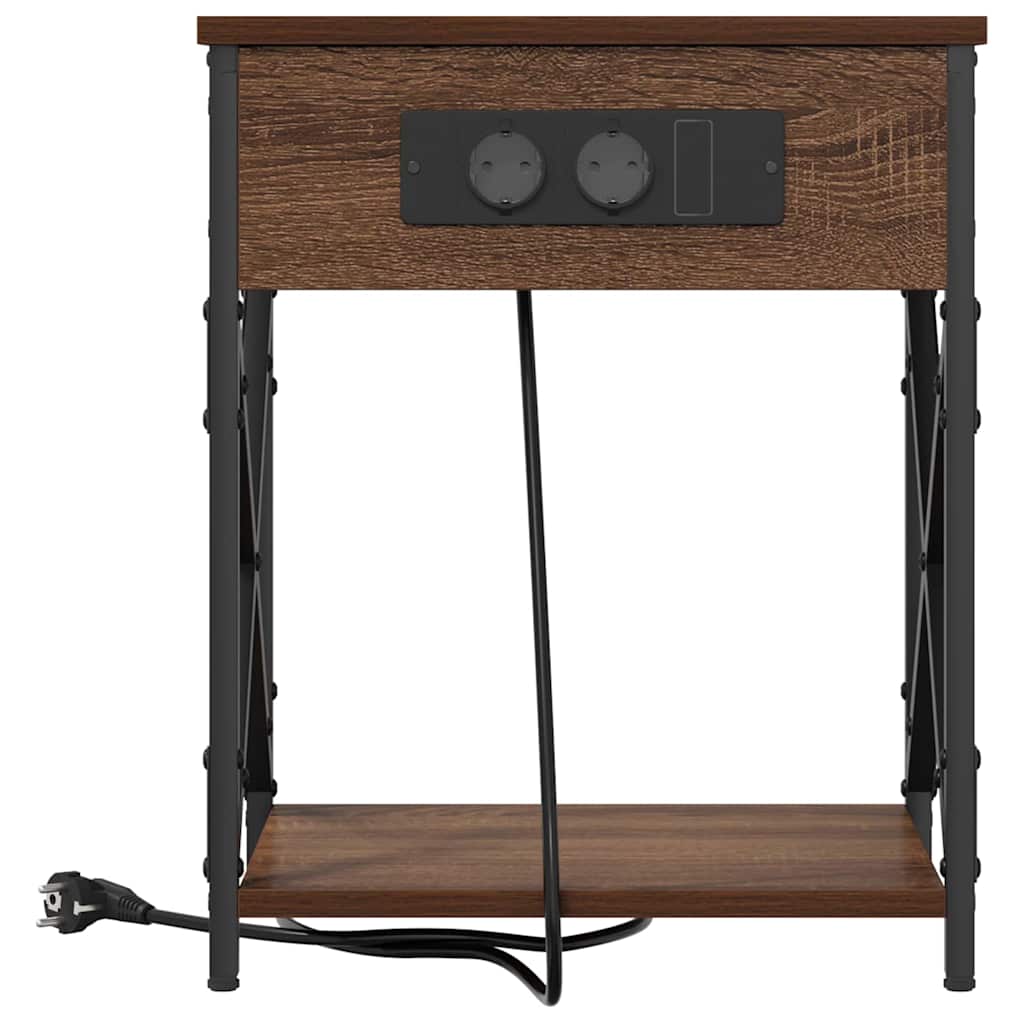 Cabinet de noptiere cu stație de încărcare 2 pcs Stejar brun GartenMobel Dekor