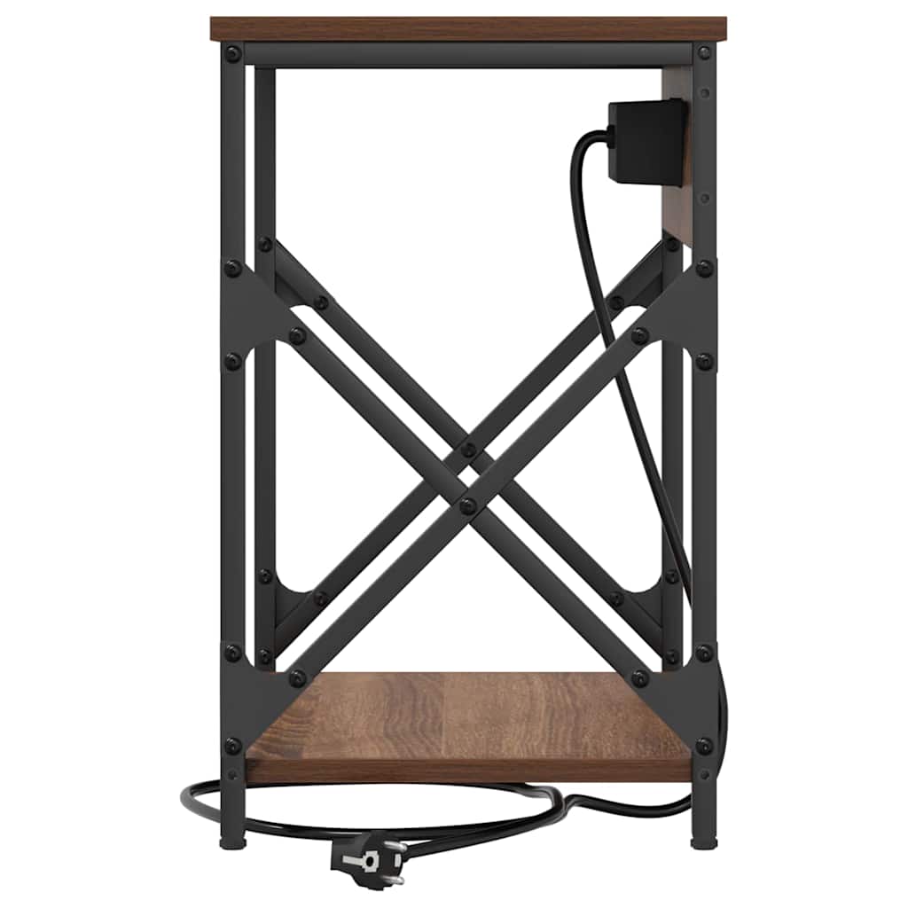 Cabinet de noptiere cu stație de încărcare 2 pcs Stejar brun GartenMobel Dekor