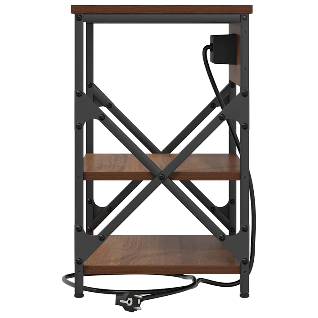 Cabinet de noptiere cu stație de încărcare 2 pcs Stejar brun GartenMobel Dekor