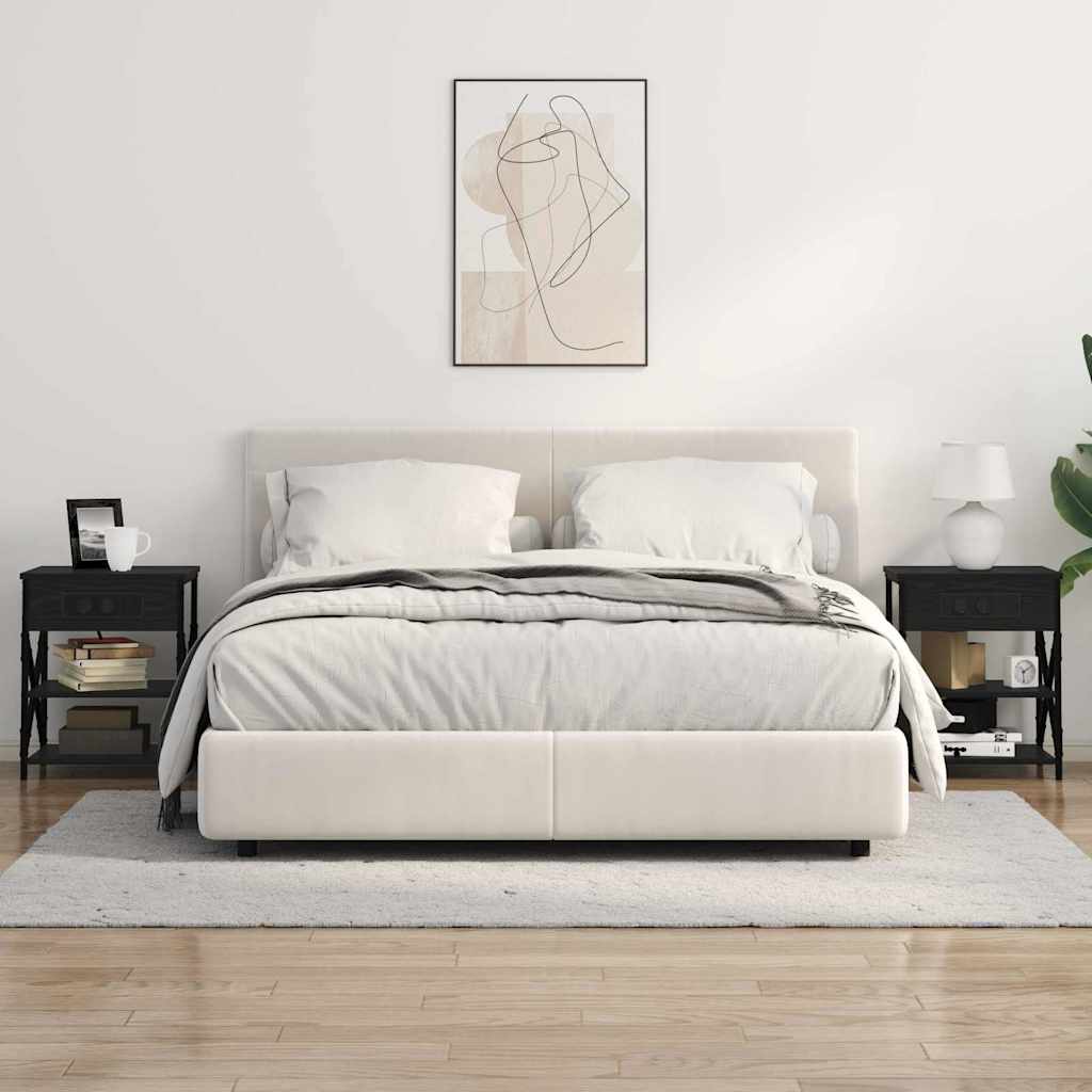 Cabinet de noptiere cu stație de încărcare 2 pcs Stejar negru GartenMobel Dekor