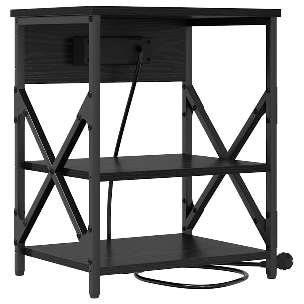 Cabinet de noptiere cu stație de încărcare 2 pcs Stejar negru GartenMobel Dekor