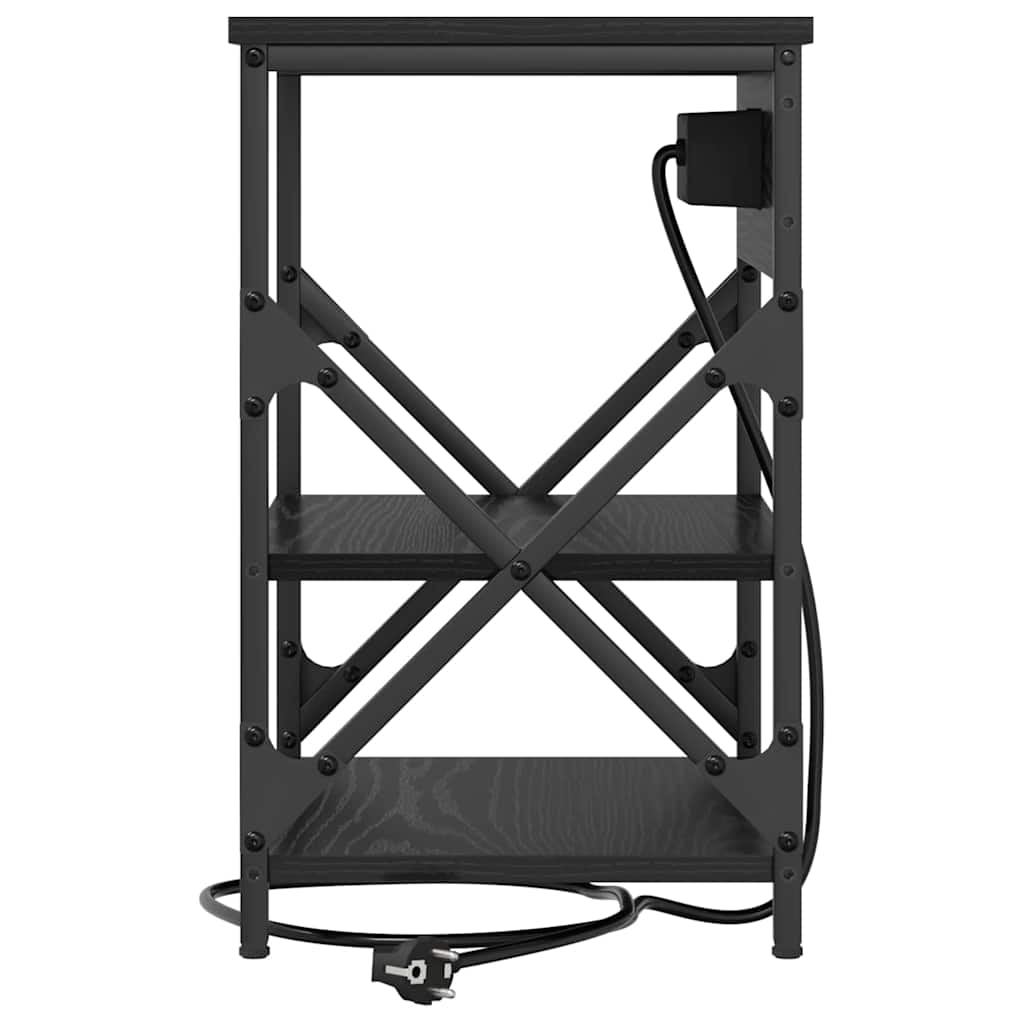 Cabinet de noptiere cu stație de încărcare 2 pcs Stejar negru GartenMobel Dekor