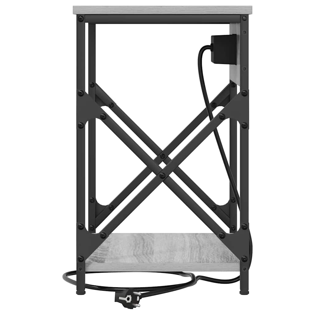 Cabinet de noptiere cu stație de încărcare 2 pcs sonoma gri GartenMobel Dekor