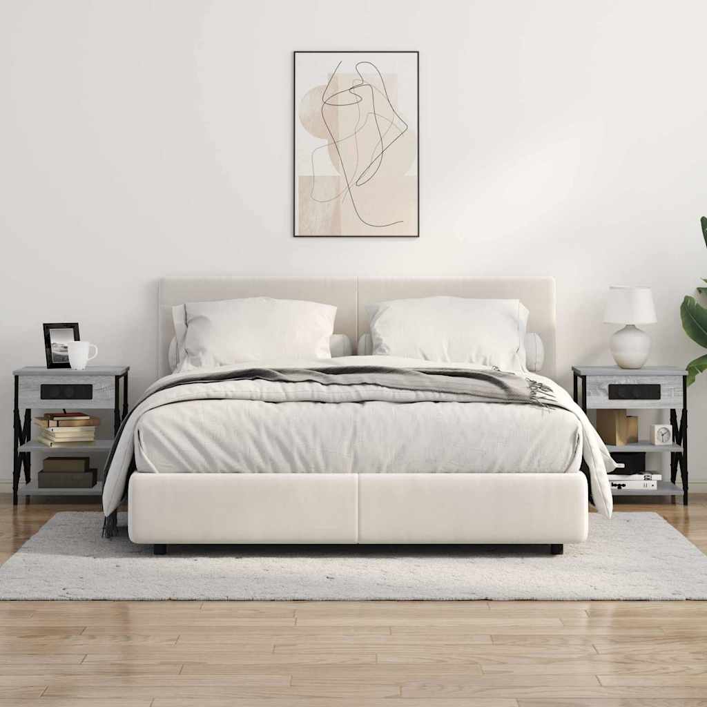 Cabinet de noptiere cu stație de încărcare 2 pcs sonoma gri GartenMobel Dekor