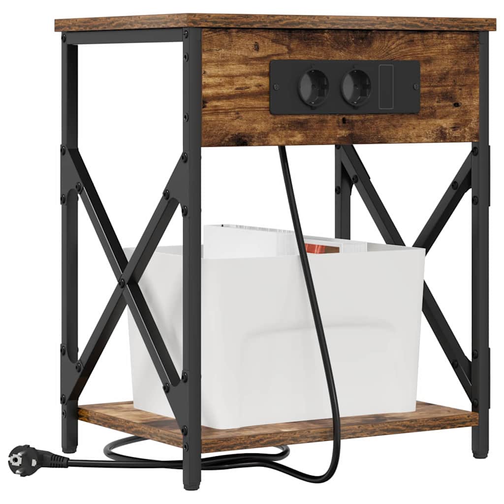 Cabinet de noptiere cu stație de încărcare Stejar afumat GartenMobel Dekor