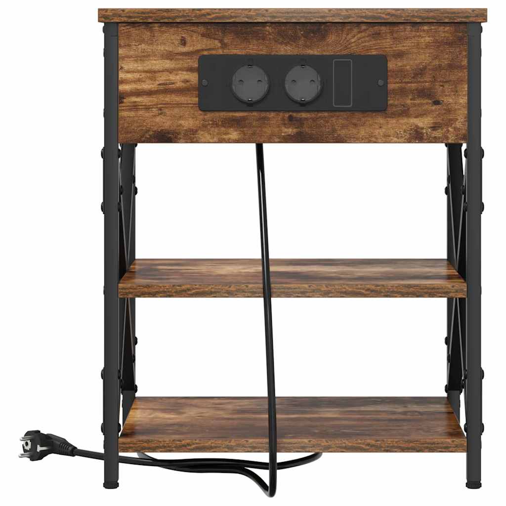 Cabinet de noptiere cu stație de încărcare Stejar afumat GartenMobel Dekor