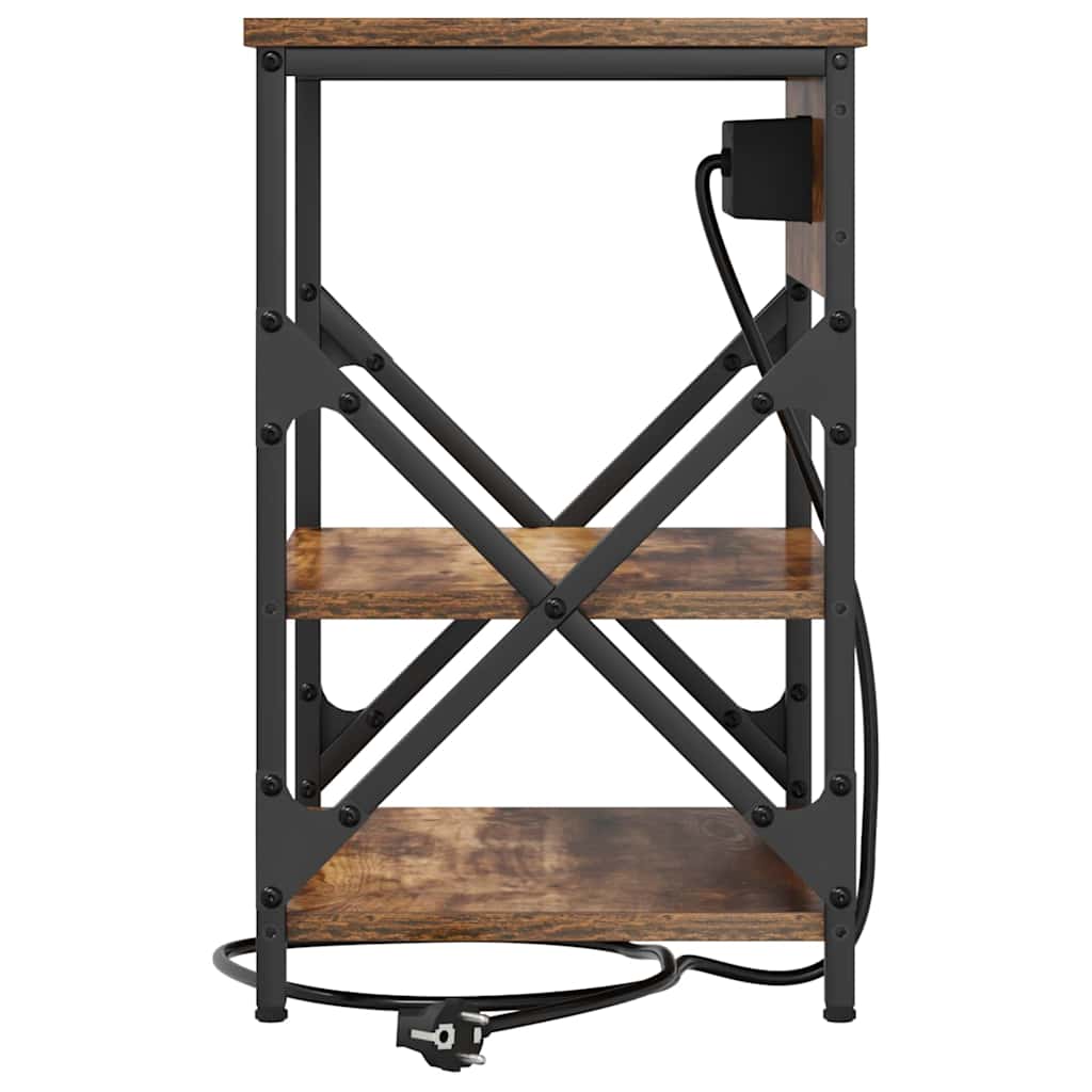 Cabinet de noptiere cu stație de încărcare Stejar afumat GartenMobel Dekor