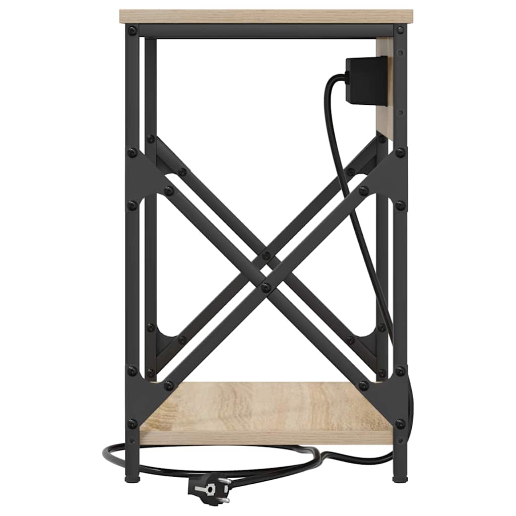 Cabinet de noptiere cu stație de încărcare Stejar sonoma GartenMobel Dekor