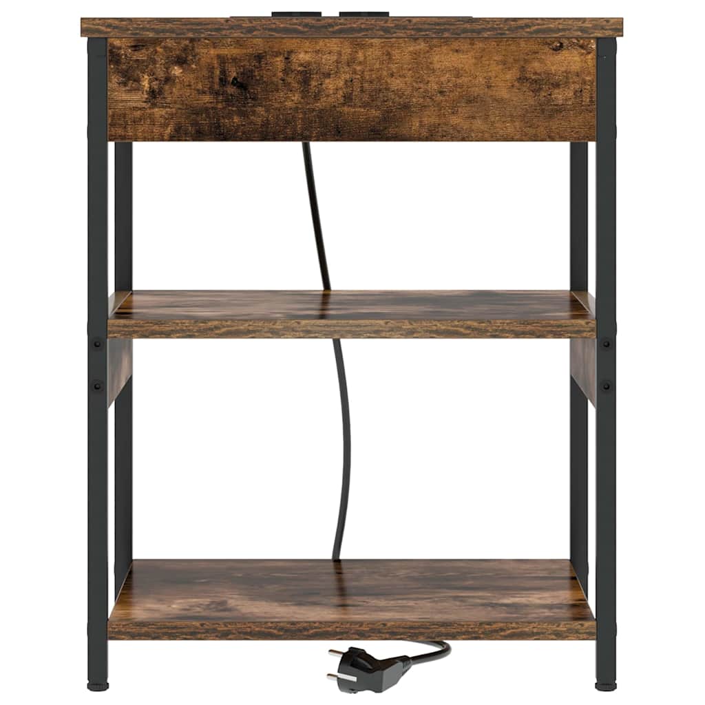 Dulap de noapte 2 pcs Stejar afumat Lemn compozit GartenMobel Dekor