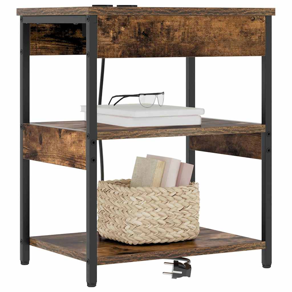 Dulap de noapte 2 pcs Stejar afumat Lemn compozit GartenMobel Dekor