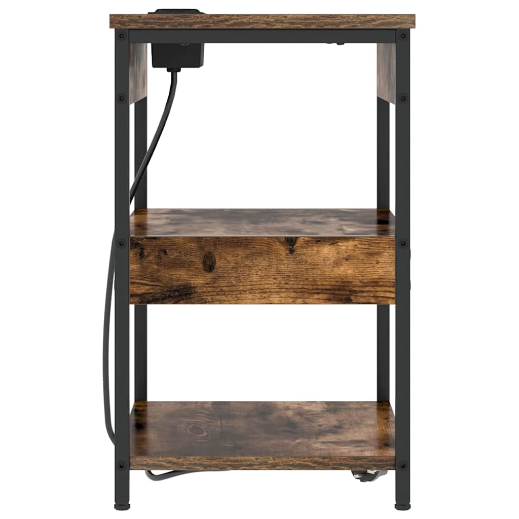 Dulap de noapte 2 pcs Stejar afumat Lemn compozit GartenMobel Dekor