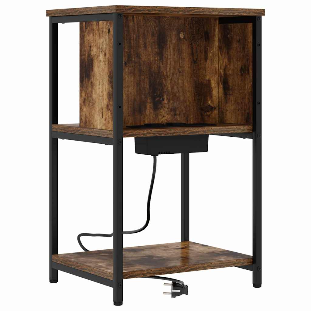 Dulap de noapte Stejar afumat 38 x 31 x 61 cm Lemn compozit GartenMobel Dekor