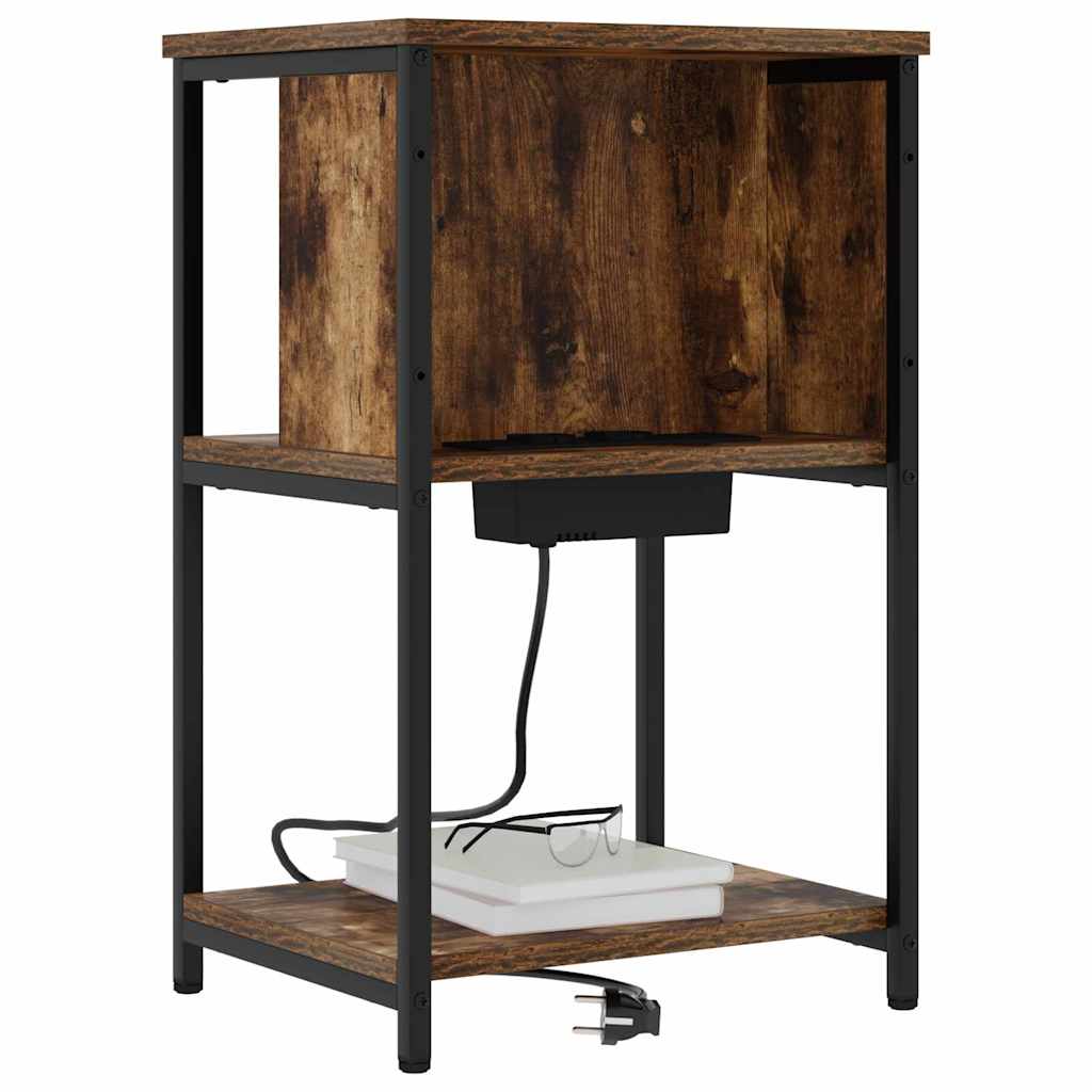 Dulap de noapte Stejar afumat 38 x 31 x 61 cm Lemn compozit GartenMobel Dekor