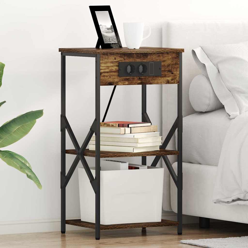 Dulap de noapte Stejar afumat 41 x 31 x 76 cm Lemn compozit GartenMobel Dekor