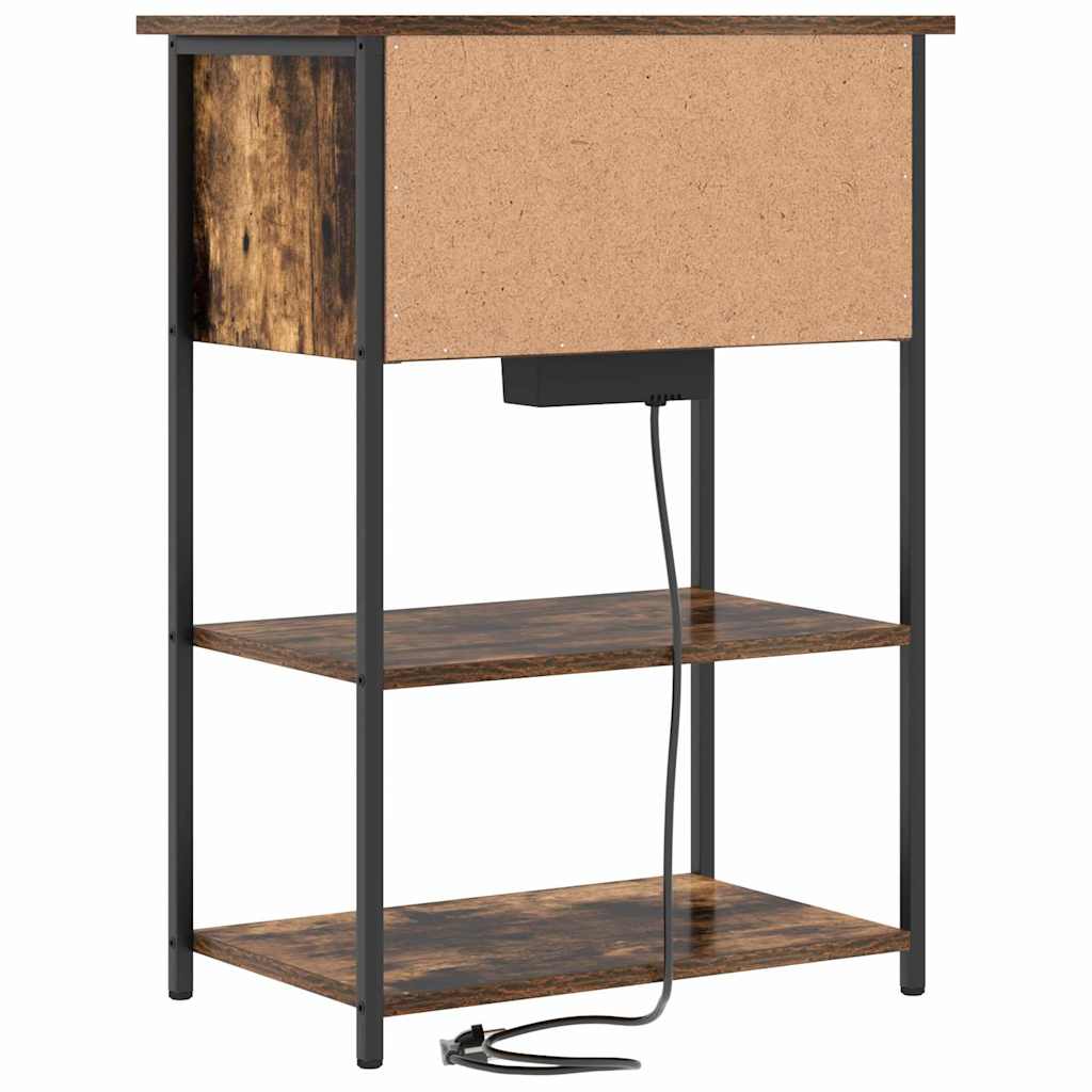 Dulap de noapte Stejar afumat 55 x 31 x 76 cm Lemn compozit GartenMobel Dekor