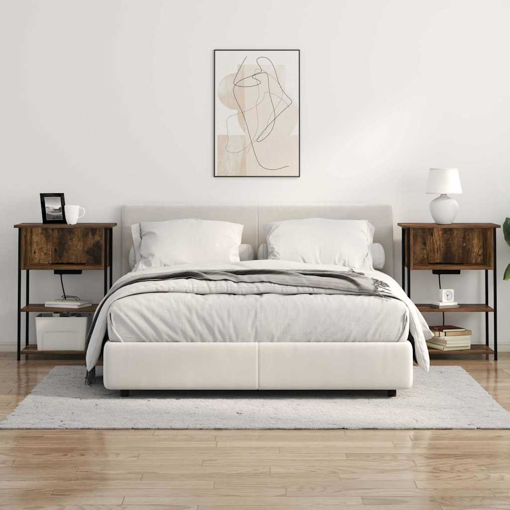 Dulap de noapte Stejar afumat 55 x 31 x 76 cm Lemn compozit GartenMobel Dekor