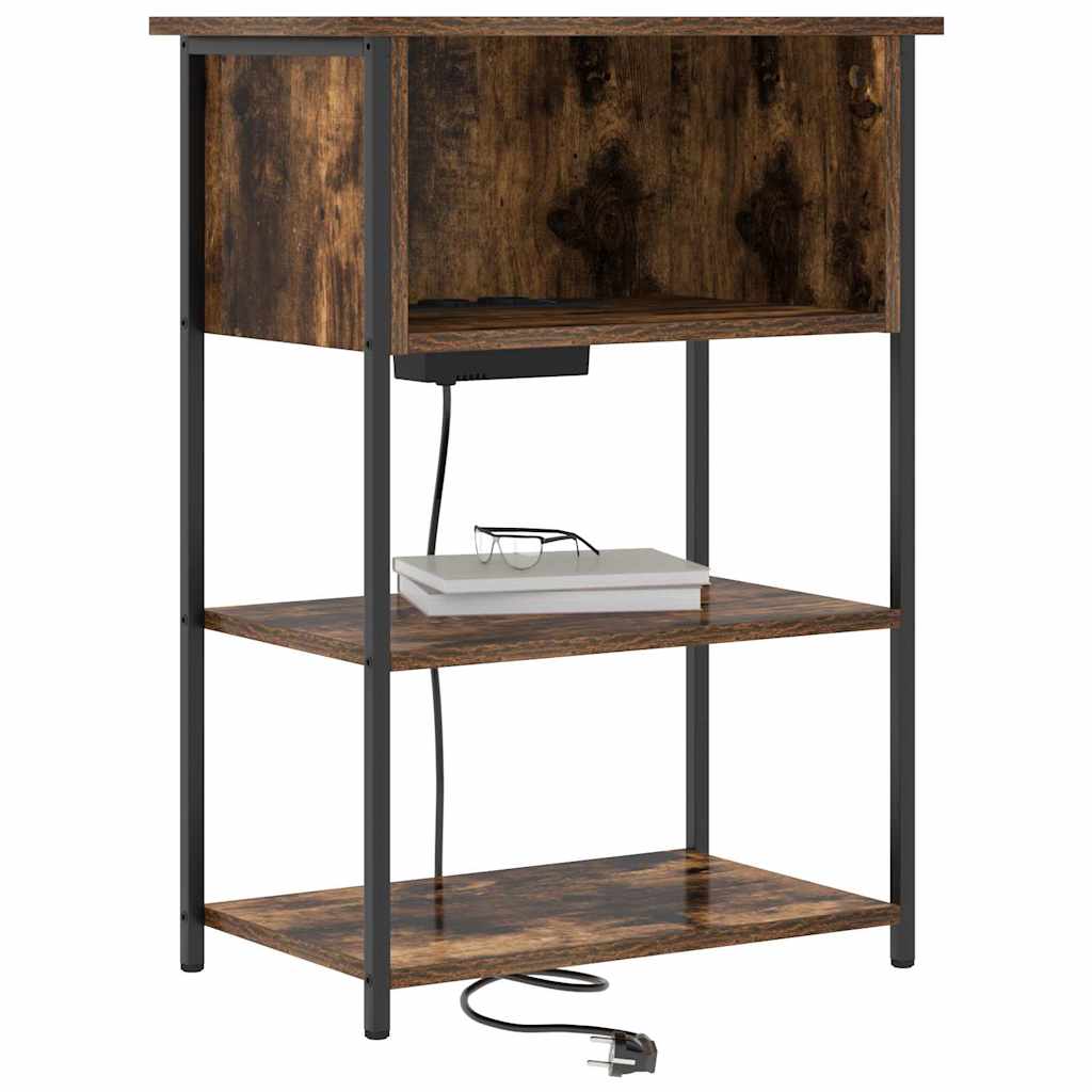 Dulap de noapte Stejar afumat 55 x 31 x 76 cm Lemn compozit GartenMobel Dekor