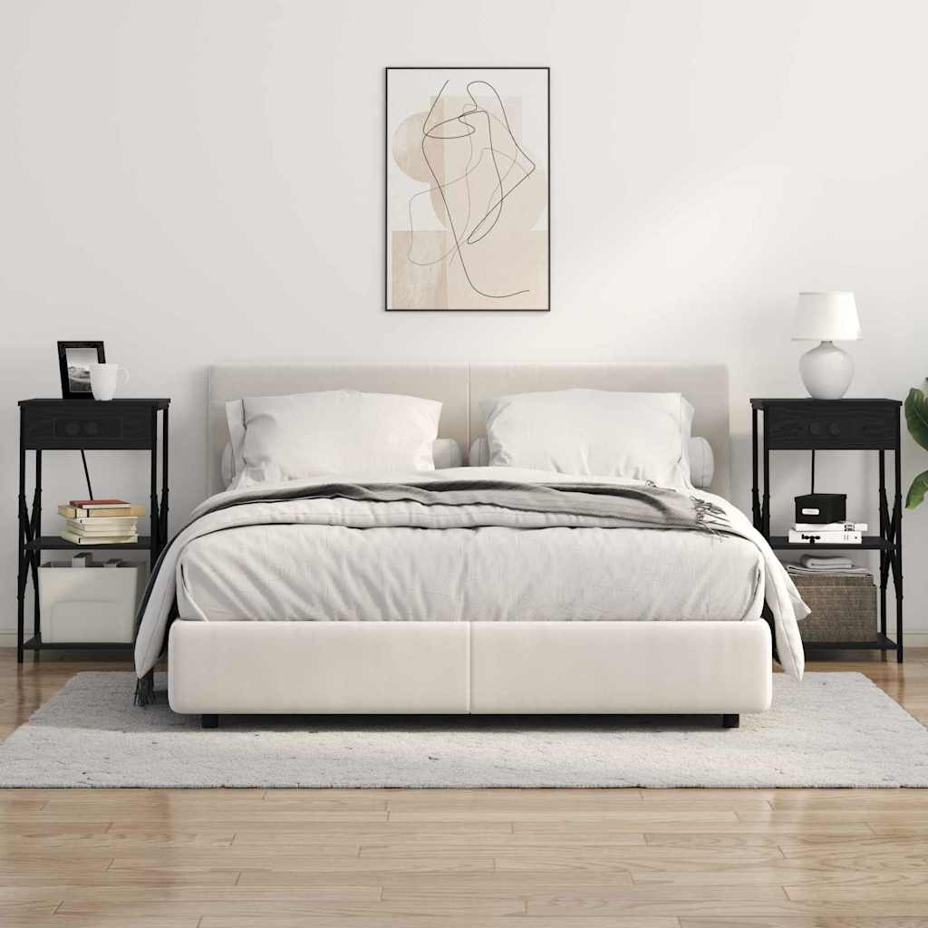 Dulap de noapte Stejar negru 41 x 31 x 76 cm Lemn compozit GartenMobel Dekor