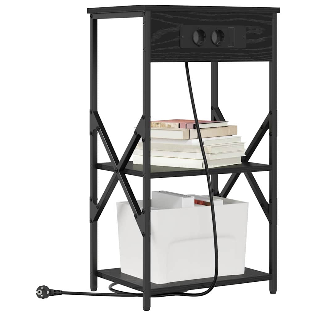 Dulap de noapte Stejar negru 41 x 31 x 76 cm Lemn compozit GartenMobel Dekor