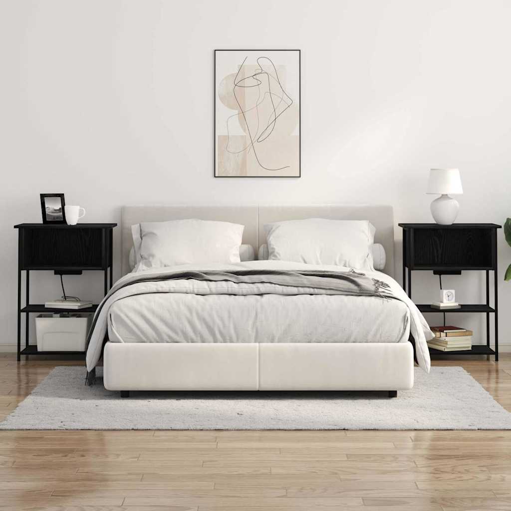 Dulap de noapte Stejar negru 55 x 31 x 76 cm Lemn compozit GartenMobel Dekor