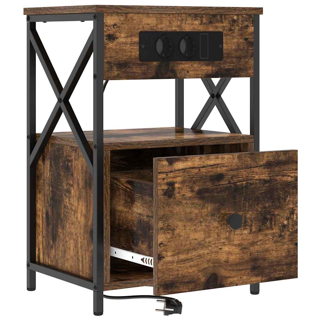 Dulap de noapte cu sertar 2 pcs Stejar afumat 40 x 31 x 60 cm GartenMobel Dekor