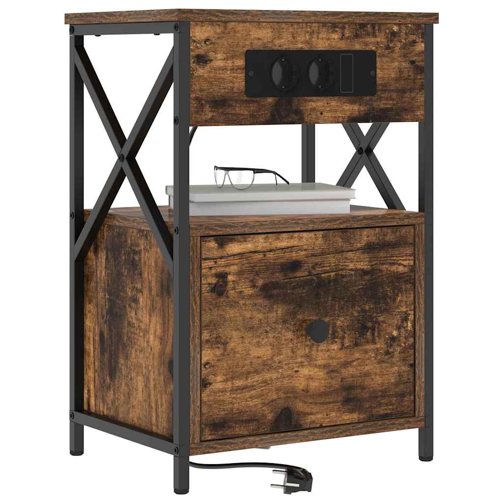 Dulap de noapte cu sertar 2 pcs Stejar afumat 40 x 31 x 60 cm GartenMobel Dekor