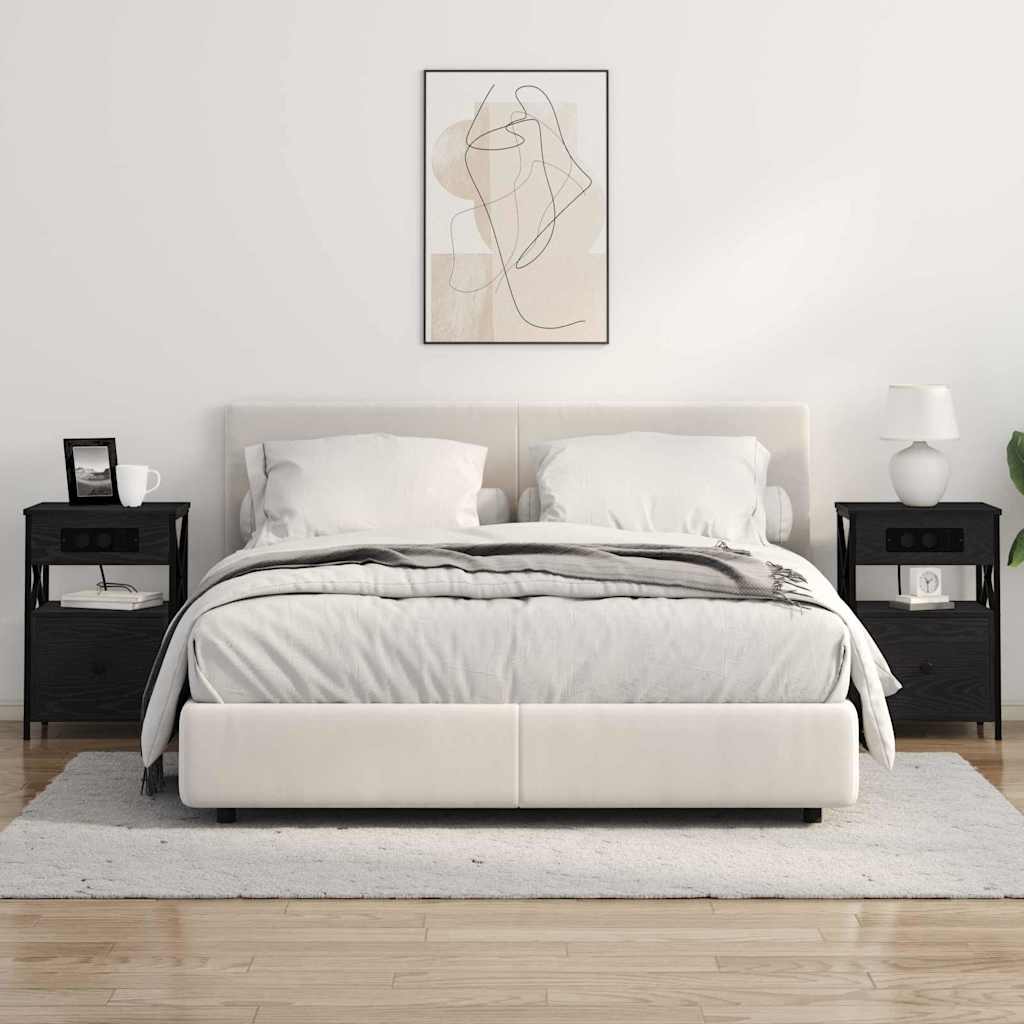 Dulap de noapte cu sertar 2 pcs Stejar negru 40 x 31 x 60 cm GartenMobel Dekor