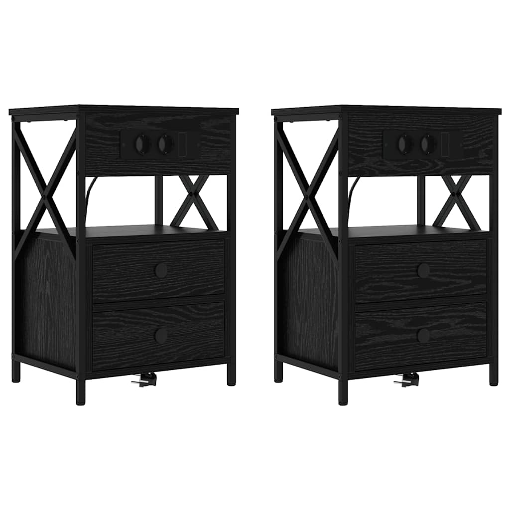 Dulap de noapte cu sertar 2 pcs Stejar negru 40 x 31 x 60 cm GartenMobel Dekor