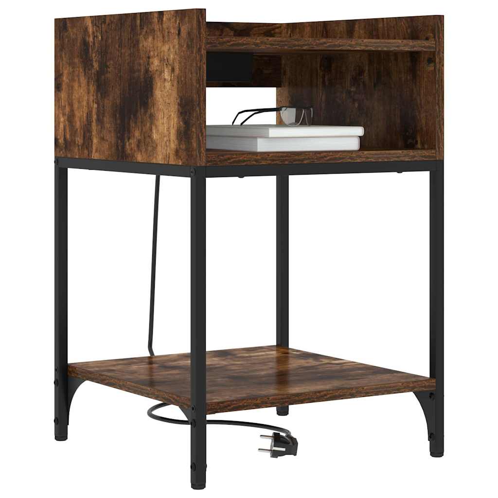 Noptieră 2 pcs Stejar afumat 40 x 40 x 61 cm Lemn compozit GartenMobel Dekor