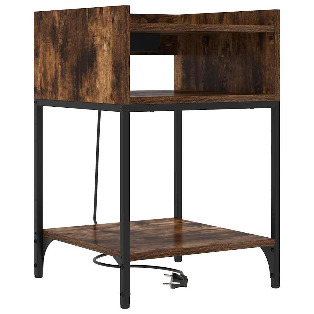 Noptieră cu raft Stejar afumat 40 x 40 x 61 cm Lemn compozit GartenMobel Dekor