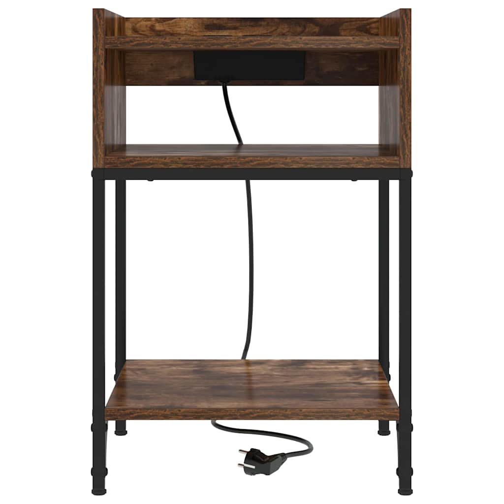 Noptieră cu raft Stejar afumat 40 x 40 x 61 cm Lemn compozit GartenMobel Dekor