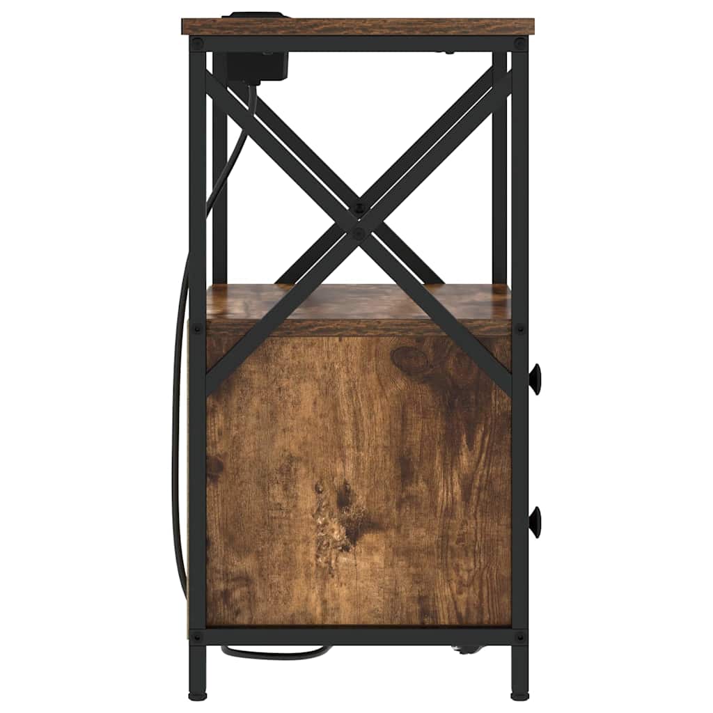 Cabinet de noptiere cu stație de încărcare 2 pcs Stejar afumat GartenMobel Dekor