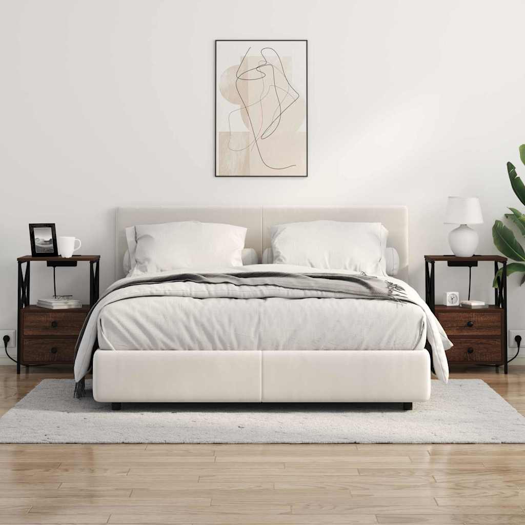 Cabinet de noptiere cu stație de încărcare 2 pcs Stejar brun GartenMobel Dekor