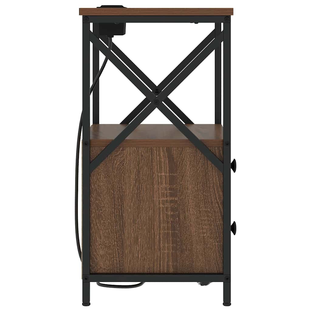 Cabinet de noptiere cu stație de încărcare 2 pcs Stejar brun GartenMobel Dekor