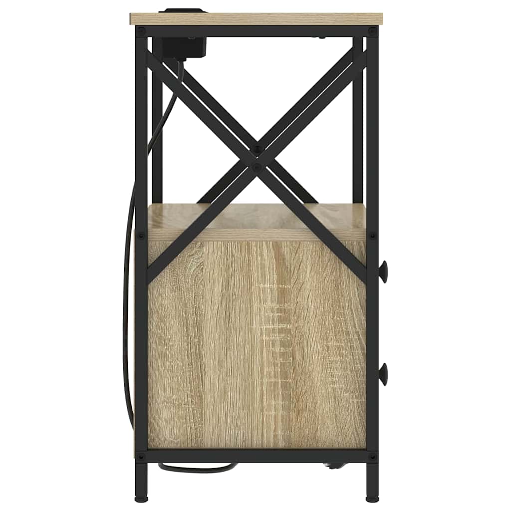 Cabinet de noptiere cu stație de încărcare 2 pcs Stejar sonoma GartenMobel Dekor