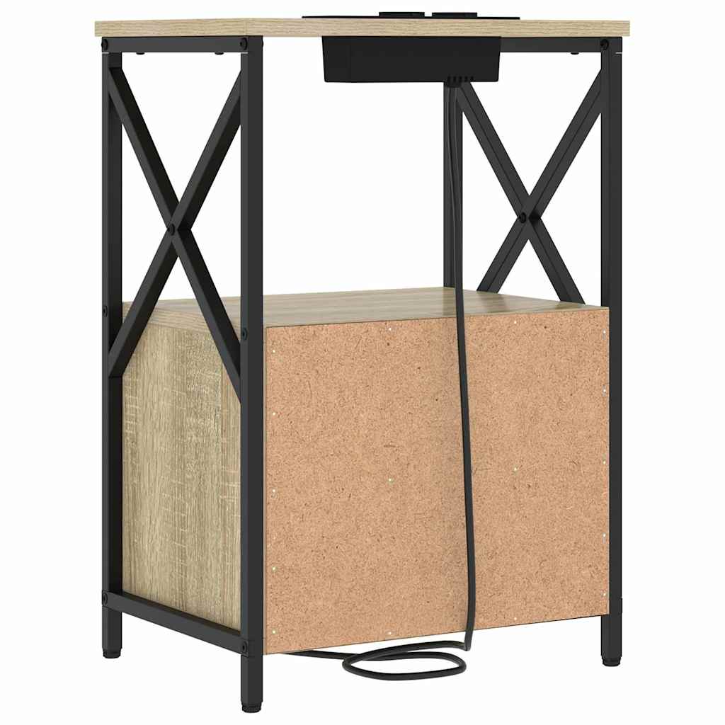 Cabinet de noptiere cu stație de încărcare 2 pcs Stejar sonoma GartenMobel Dekor