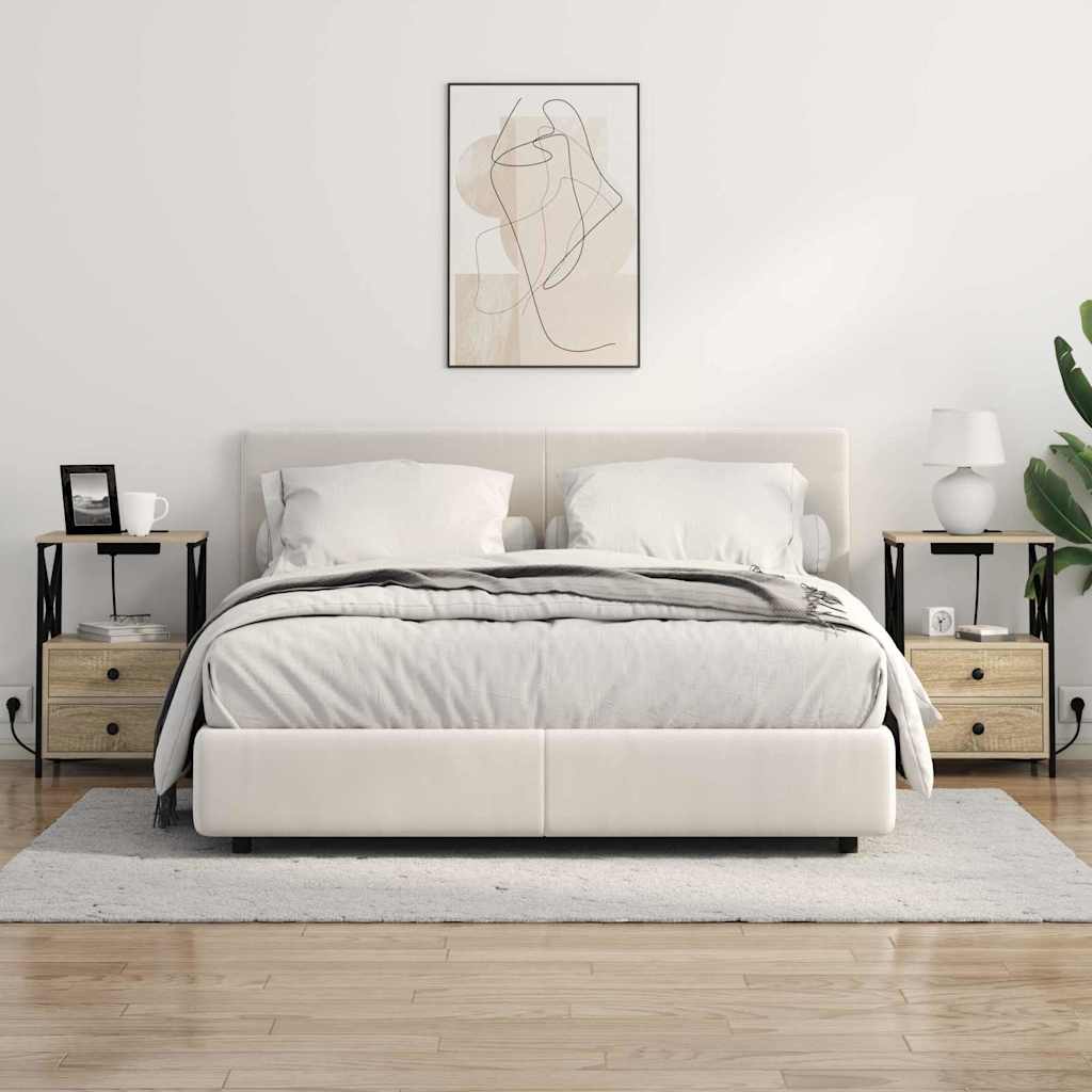Cabinet de noptiere cu stație de încărcare 2 pcs Stejar sonoma GartenMobel Dekor