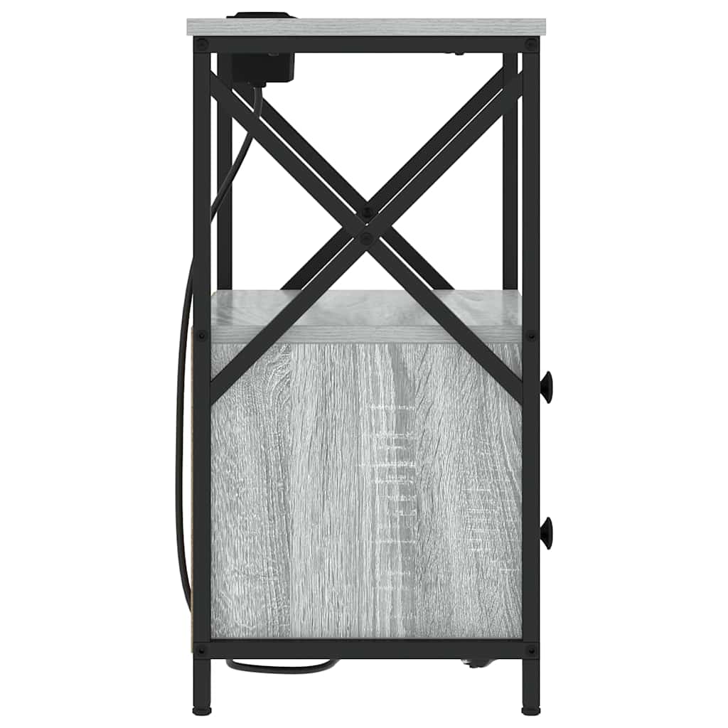 Cabinet de noptiere cu stație de încărcare 2 pcs sonoma gri GartenMobel Dekor