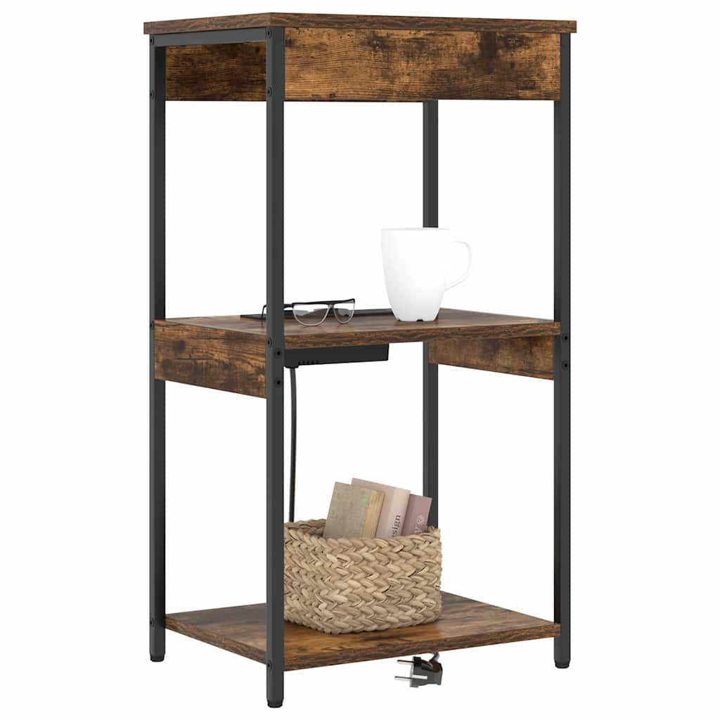 Cabinet de noptiere cu stație de încărcare Stejar afumat GartenMobel Dekor