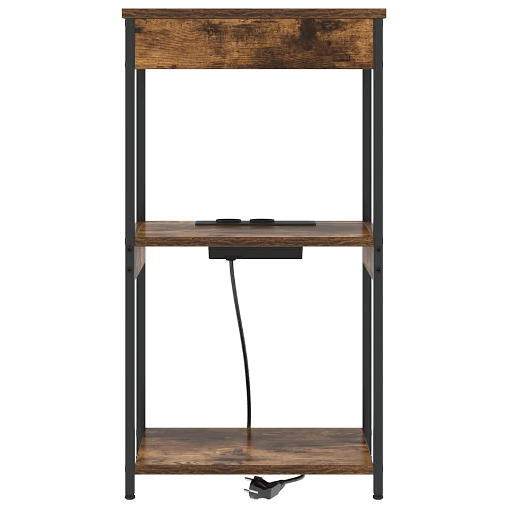 Cabinet de noptiere cu stație de încărcare Stejar afumat GartenMobel Dekor