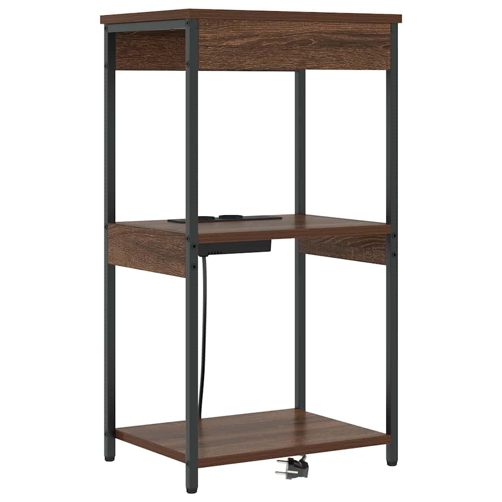 Cabinet de noptiere cu stație de încărcare cu raft Stejar brun GartenMobel Dekor