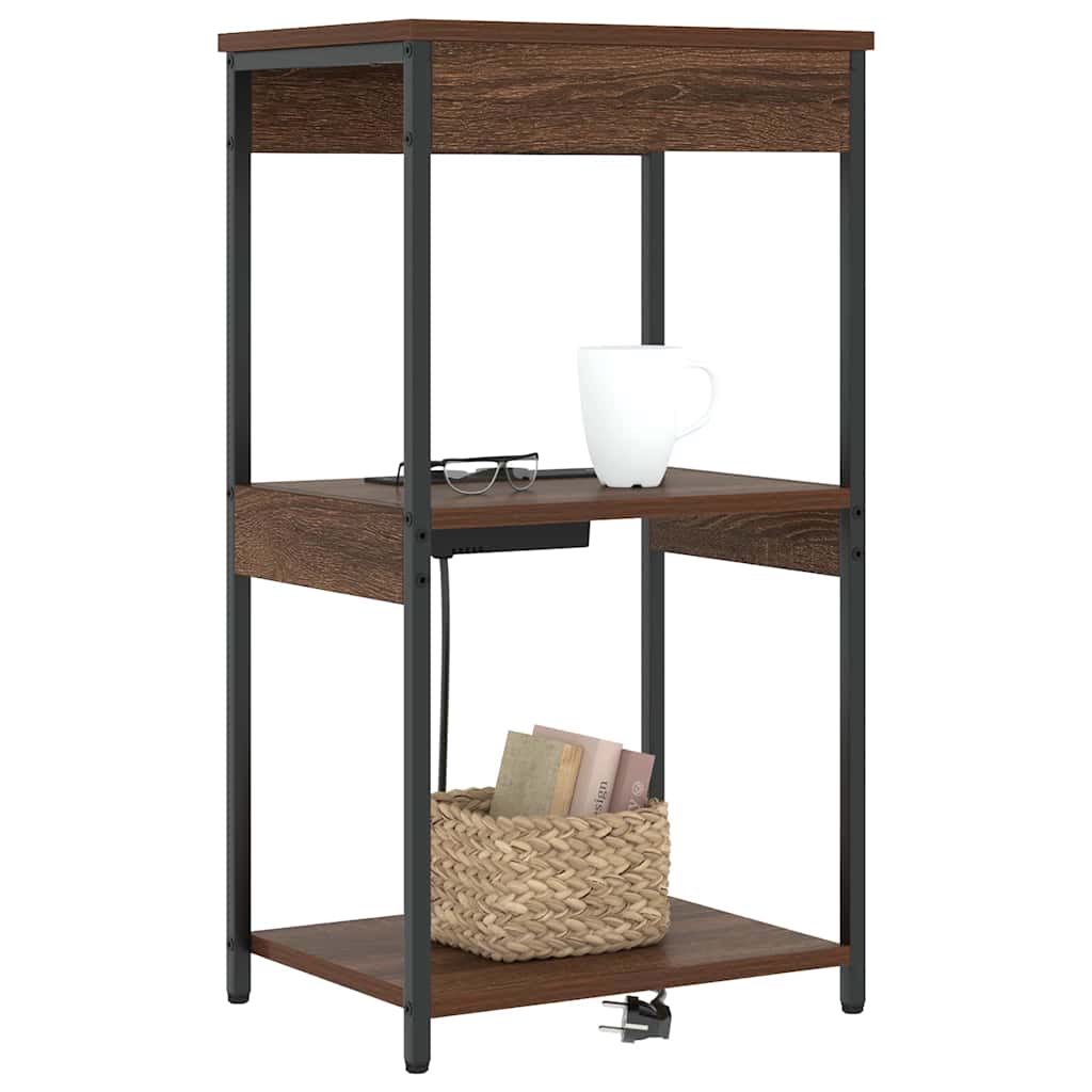 Cabinet de noptiere cu stație de încărcare cu raft Stejar brun GartenMobel Dekor