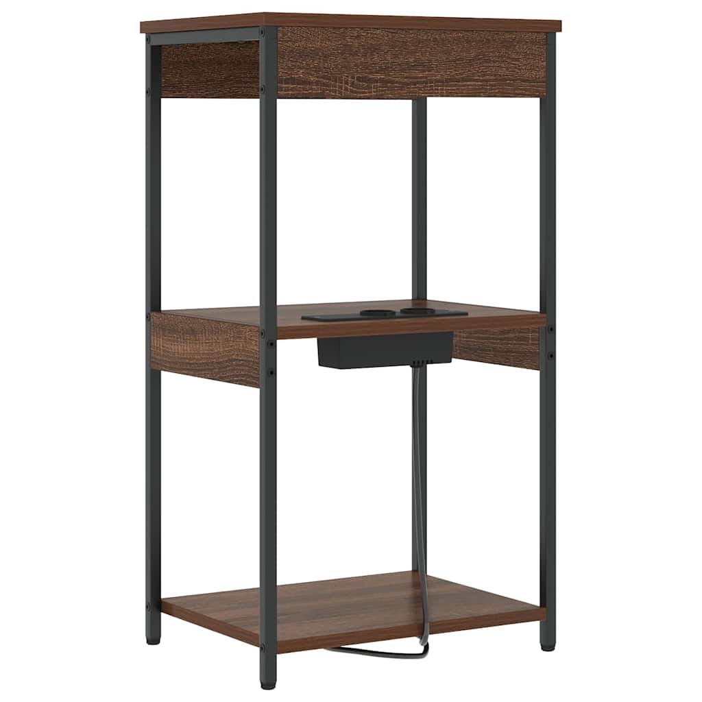 Cabinet de noptiere cu stație de încărcare cu raft Stejar brun GartenMobel Dekor