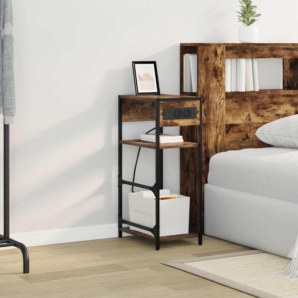 Dulap de noapte Stejar afumat 40 x 27 x 76 cm Lemn compozit GartenMobel Dekor