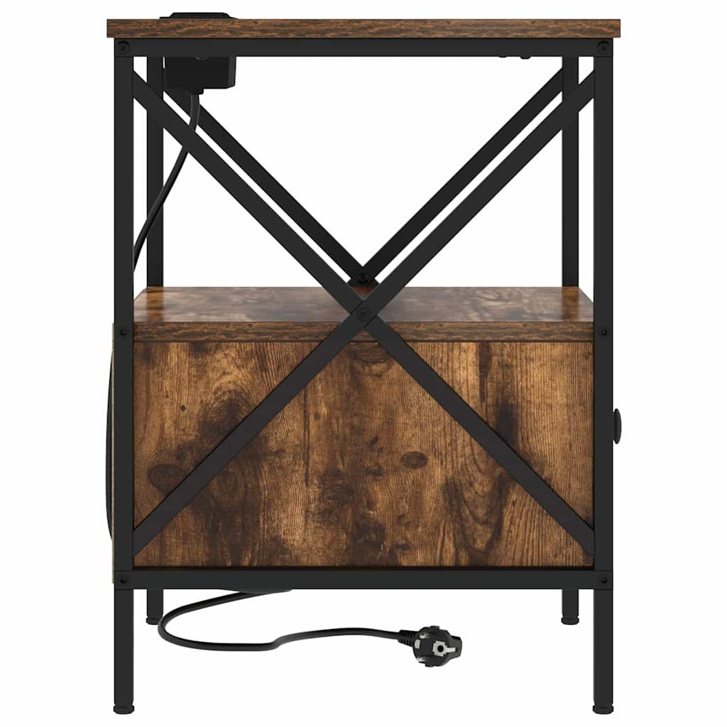 Dulap de noapte Stejar afumat 41.5 x 40.5 x 55 cm Lemn compozit GartenMobel Dekor