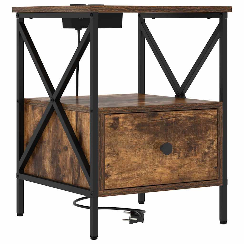 Dulap de noapte Stejar afumat 41.5 x 40.5 x 55 cm Lemn compozit GartenMobel Dekor