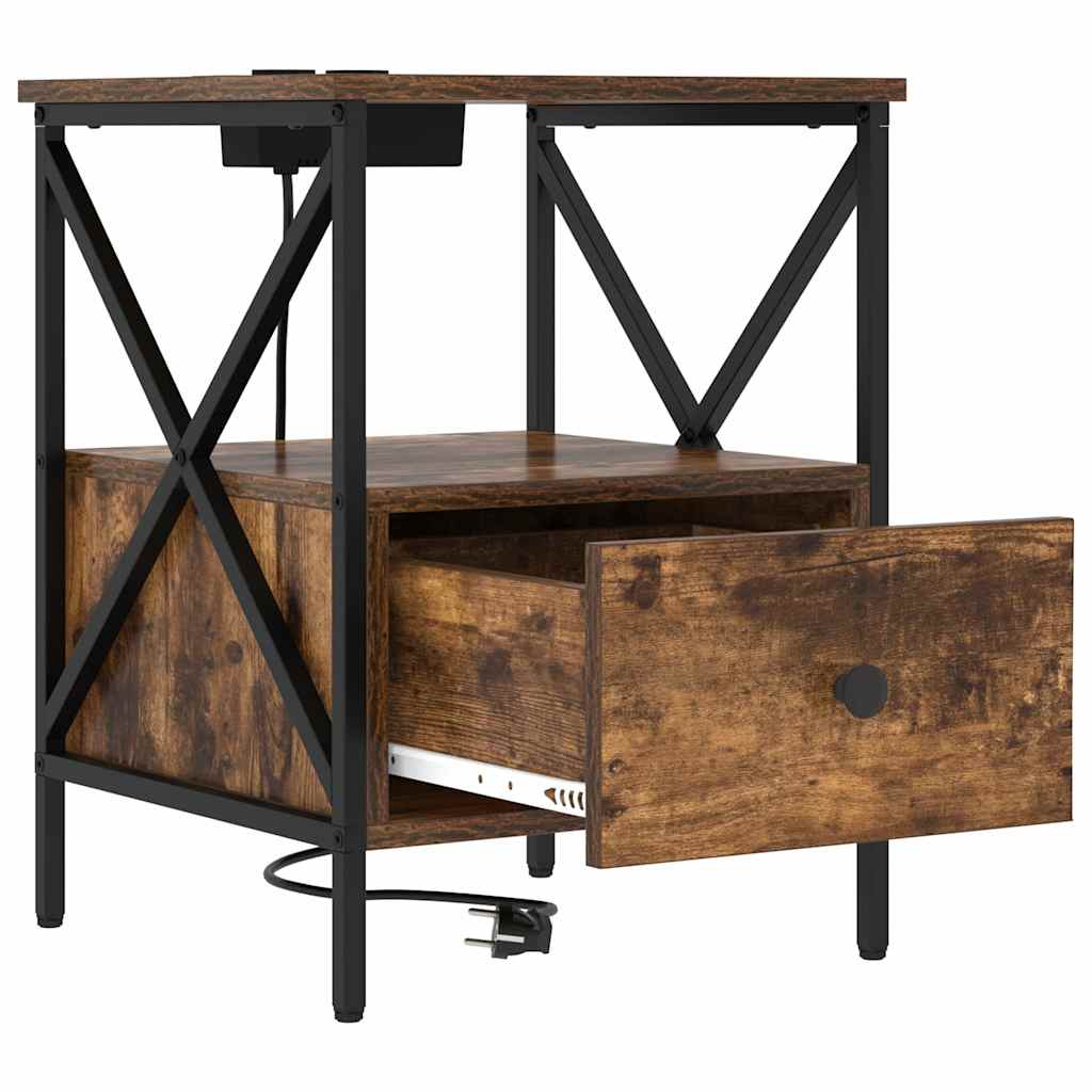 Dulap de noapte Stejar afumat 41.5 x 40.5 x 55 cm Lemn compozit GartenMobel Dekor