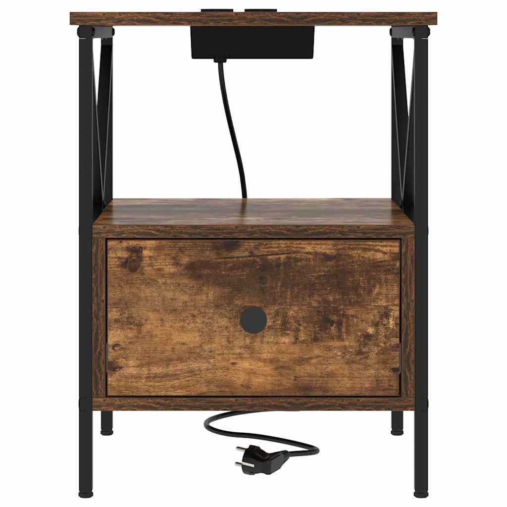 Dulap de noapte Stejar afumat 41.5 x 40.5 x 55 cm Lemn compozit GartenMobel Dekor